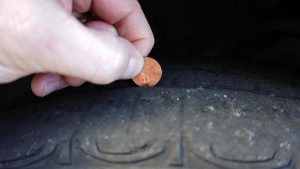 Use a penny to check tire life