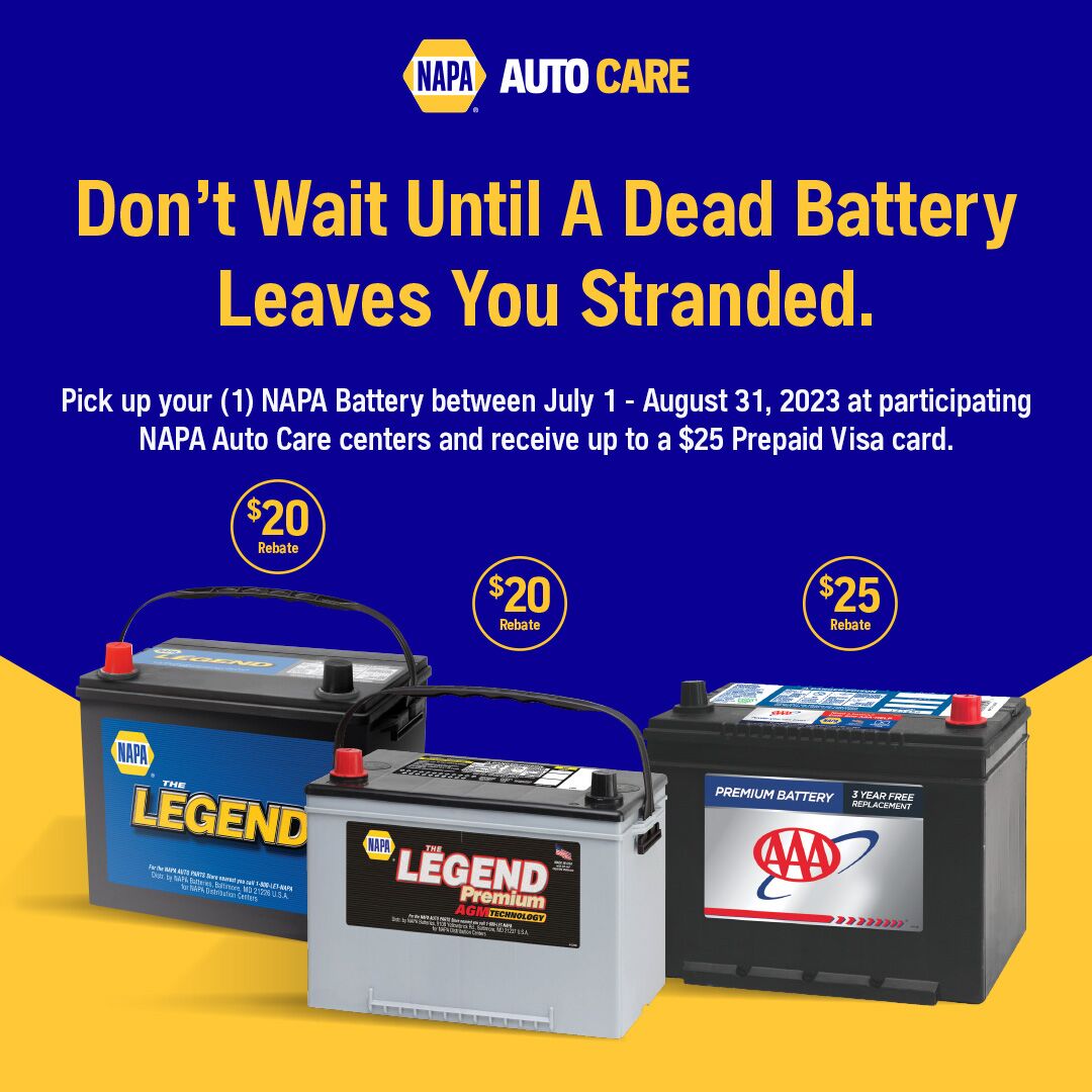 Up to $25 back on a NAPA AAA battery replacement