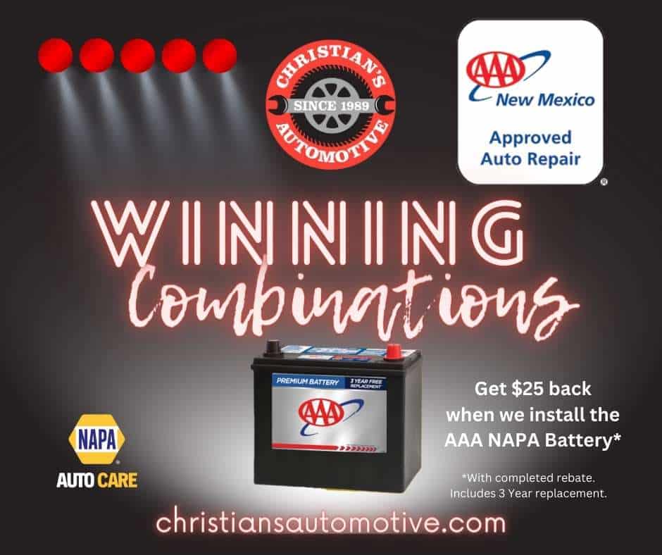 AAA NAPA Battery installed at Christian's Automotive